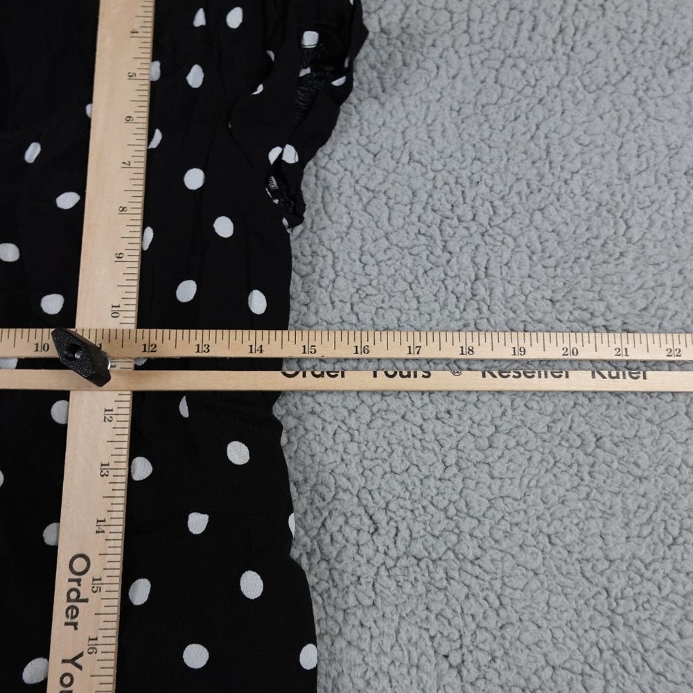 Urban Outfitters Mini Slip Baby Tee Dress Womens Medium Black Polkadot Button Up - Picture 5 of 10